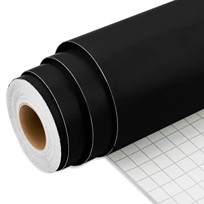 IModeur Vinylfolie Plotter Schwarz Matt, 30,5 cm x 7,62 m Plotterfolie selbstklebend Schwarz, Plotterfolie Vinyl Schwarz Für Silhouette Cameo, die meisten Schneidemaschine von IModeur